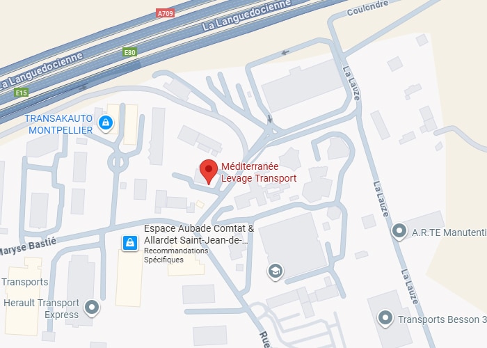 Plan d'accès Méditerranée Levage Transport Montpellier A709